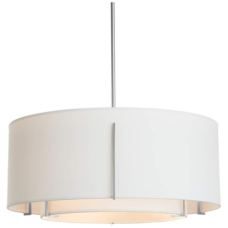 Image 1 Exos 28" Wide Sterling Pendant Light with Natural Anna Shade