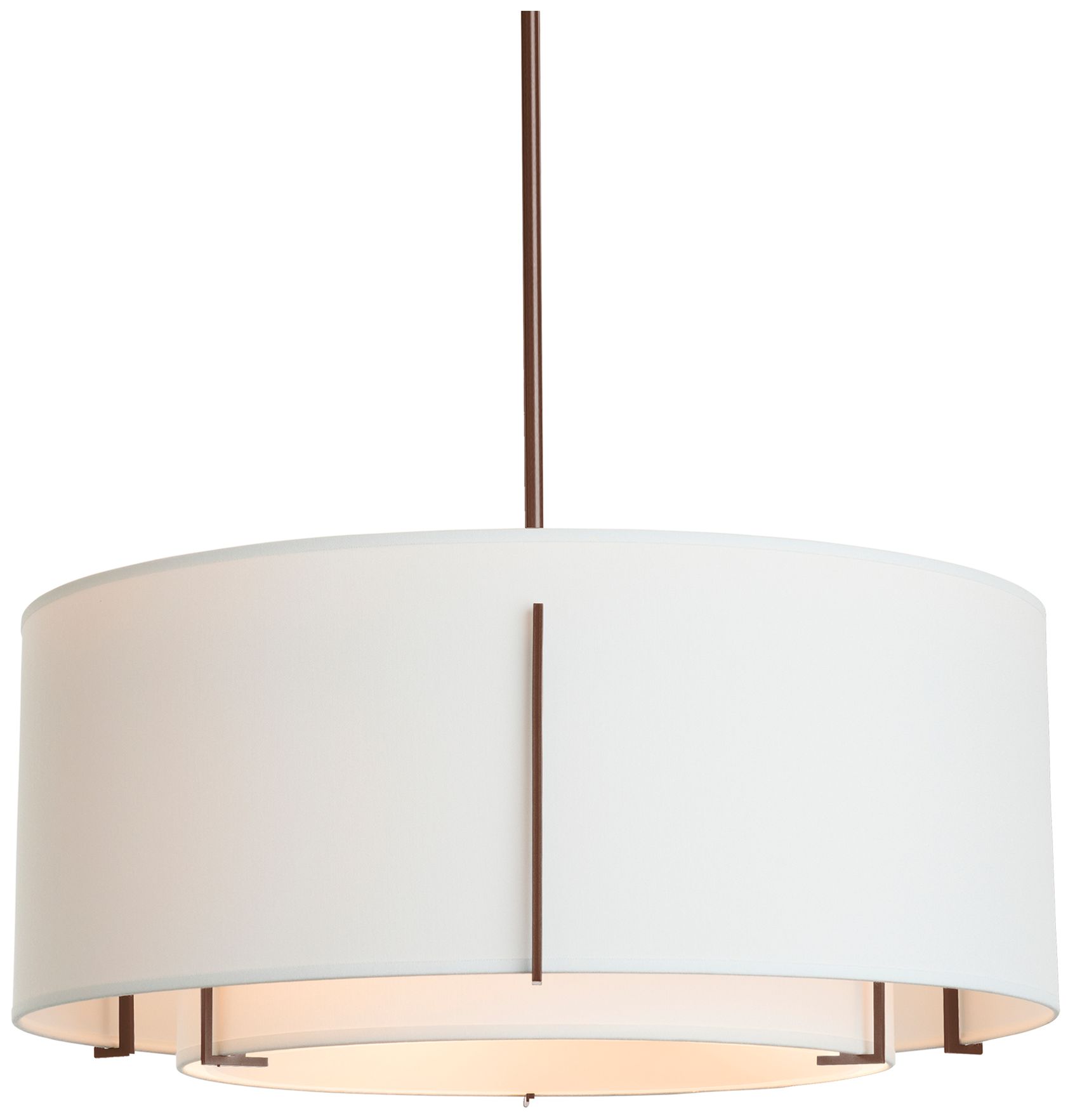 Exos 28"W Large Bronze Pendant With Natural Anna Double Shade Made to Order