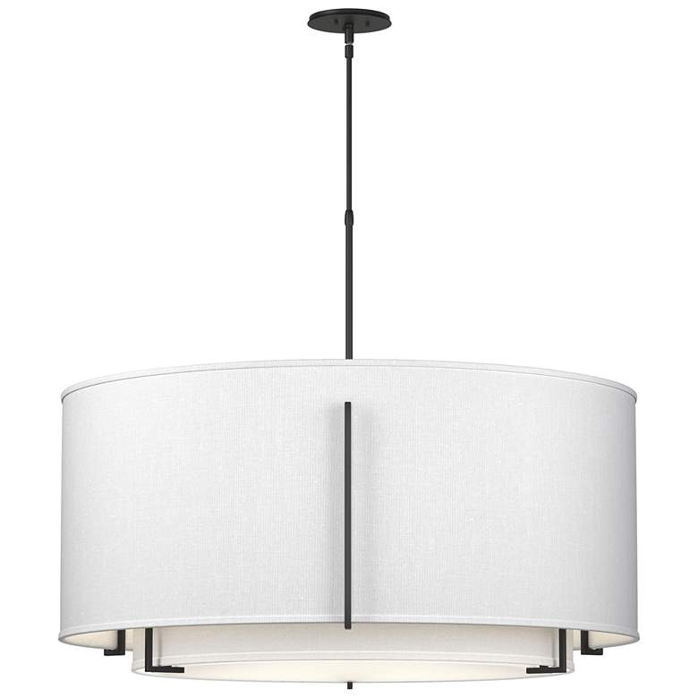 Image 1 Exos 31.3"W Large Double Shade Black Pendant w/ Anna & Anna Shade