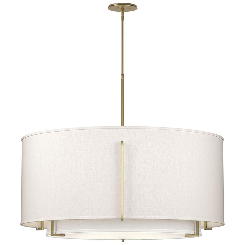 Image 1 Exos 31.3"W Large Double Shade Brass Scale Pendant w/ Anna & Flax