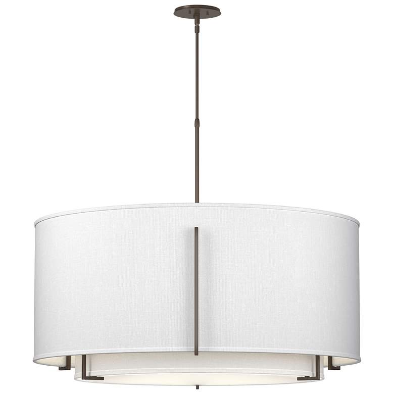 Image 1 Exos 31.3"W Large Double Shade Bronze Pendant w/ Anna & Anna Shade
