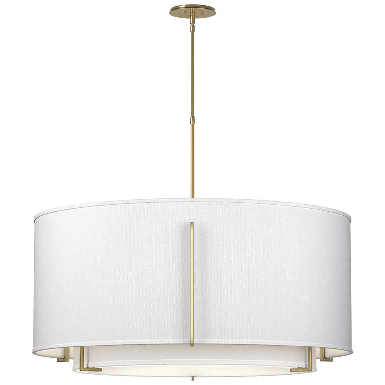 Image 1 Exos 31.3"W Large Double Shade Modern Brass Pendant w/ Anna & Anna