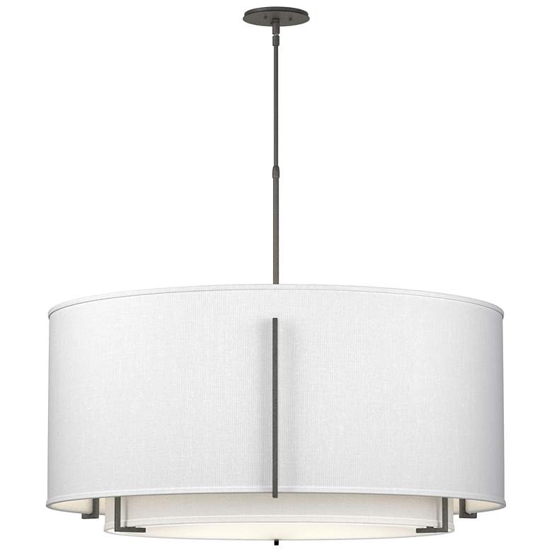 Image 1 Exos 31.3"W Large Double Shade Natural Iron Pendant w/ Anna & Anna