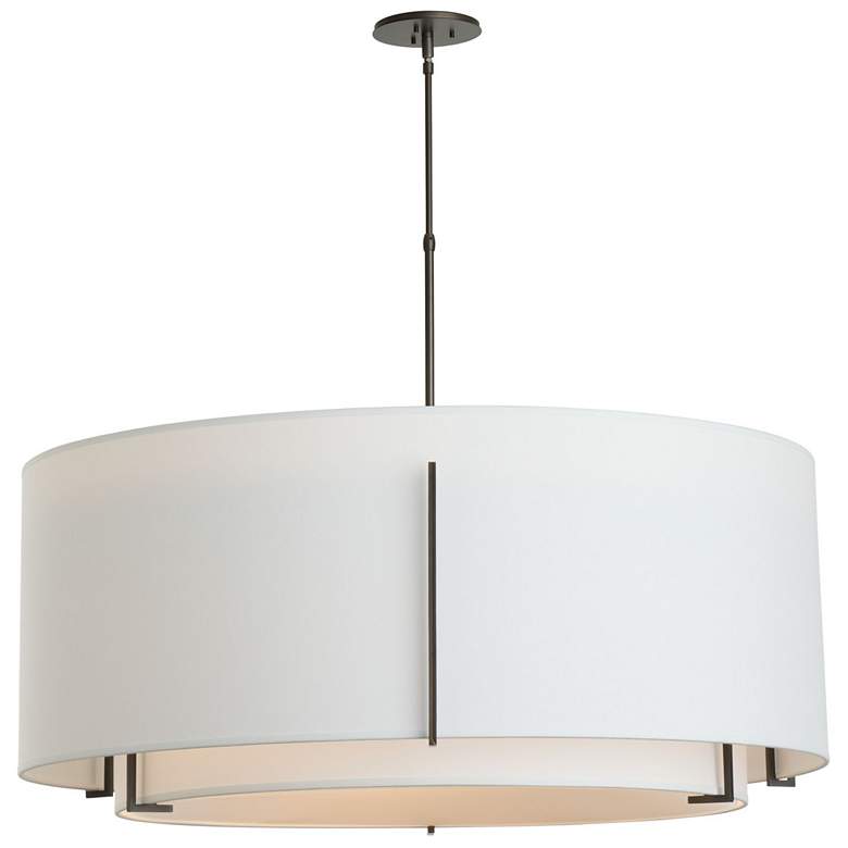 Image 1 Exos 31" Double Shade Large Scale Pendant - Smoke Finish - Natural Sha