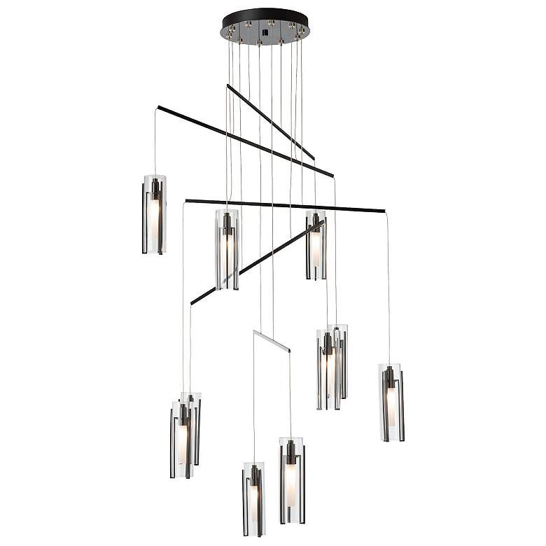 Image 1 Exos 34.9" Wide 10-Light Ink Mobile Pendant With Clear Glass Shade