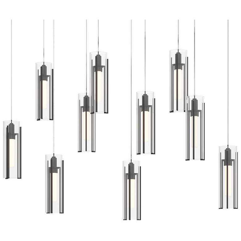 Image 1 Exos 44.5"W 10-Light Rectangular Black Long Pendant w/ Clear Glass Sha