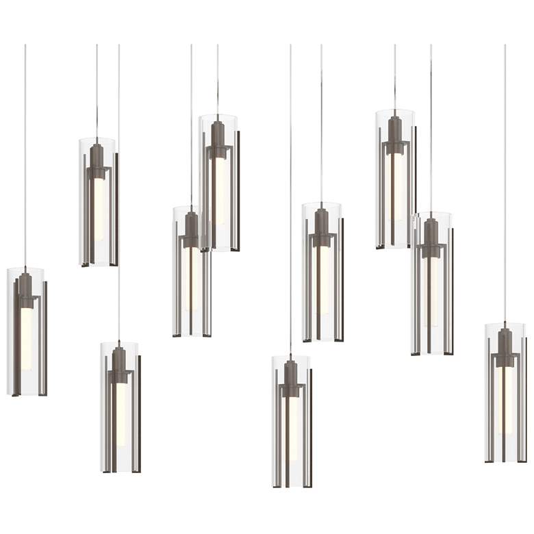 Image 1 Exos 44.5"W 10-Light Rectangular Bronze Long Pendant w/ Clear Glass Sh