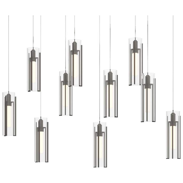 Image 1 Exos 44.5"W 10-Light Rectangular Dark Smoke Long Pendant w/ Clear Shad