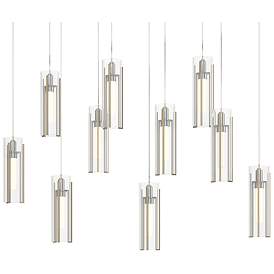 Image1 of Exos 44.5"W 10-Light Rectangular Modern Brass Long Pendant w/ Clear Sh