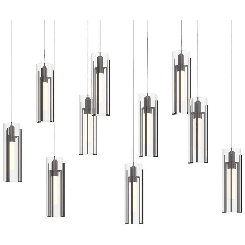 Image 1 Exos 44.5"W 10-Light Rectangular Oiled Bronze Long Pendant w/ Clear Sh