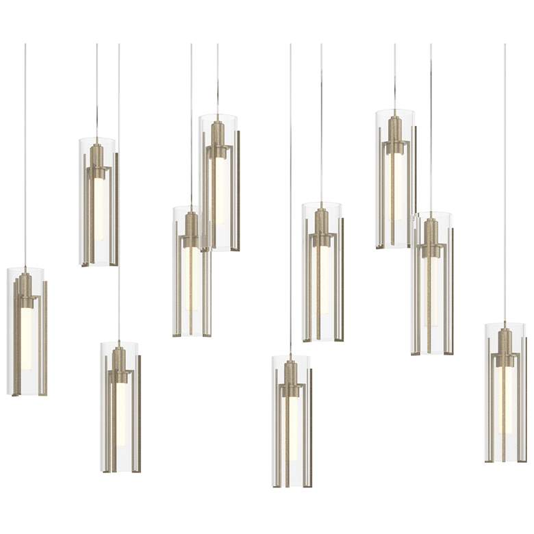 Image 1 Exos 44.5"W 10-Light Rectangular Soft Gold Long Pendant w/ Clear Shade