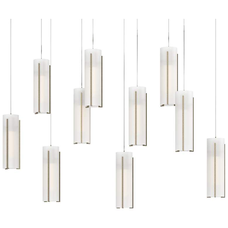 Image 1 Exos 44.5"W 10-Light Rectangular Soft Gold Long Pendant w/ Opal Glass
