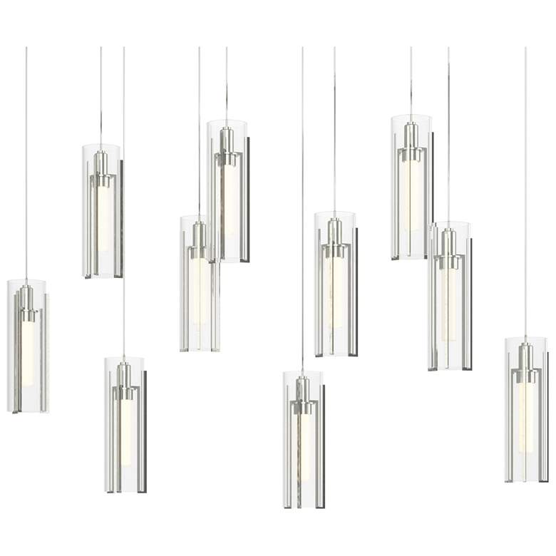 Image 1 Exos 44.5"W 10-Light Rectangular Sterling Long Pendant w/ Clear Glass