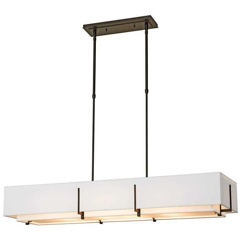 Image 1 Exos 46.6" Rectangular Oil Rubbed Bronze Long Pendant with Anna Shades