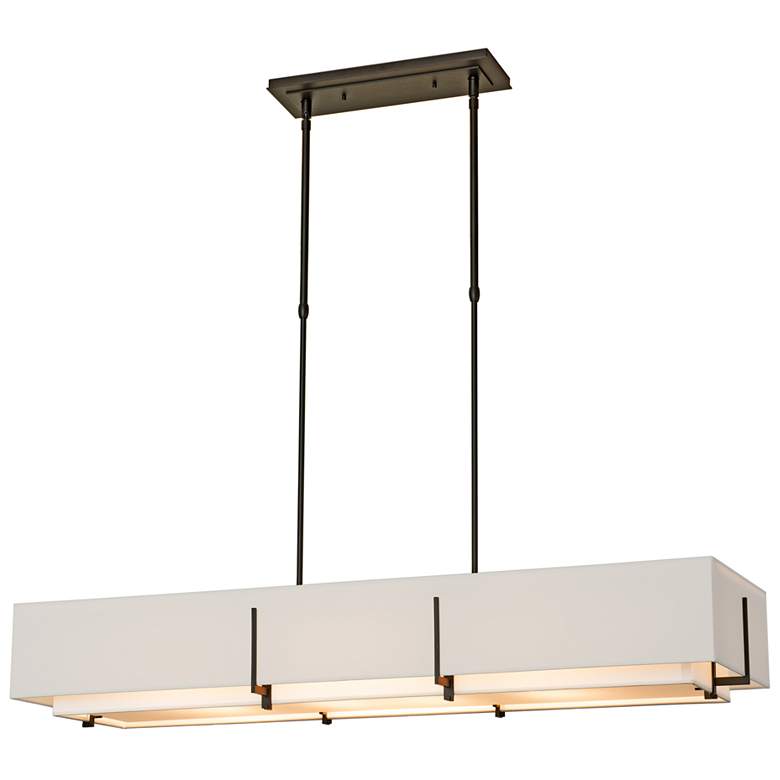 Image 1 Exos 46.6" Rectangular Rubbed Bronze Long Pendant with Anna & Flax