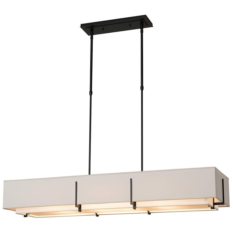 Image 1 Exos 46.6" Wide Black Rectangular Pendant With Flax Shade