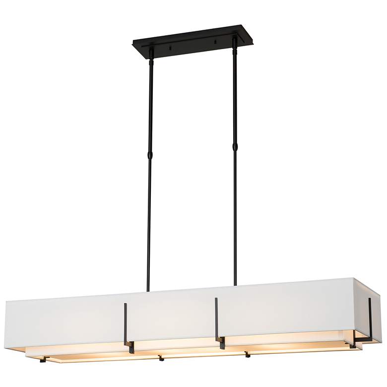 Image 1 Exos 46.6" Wide Black Rectangular Pendant With Natural Anna Shade