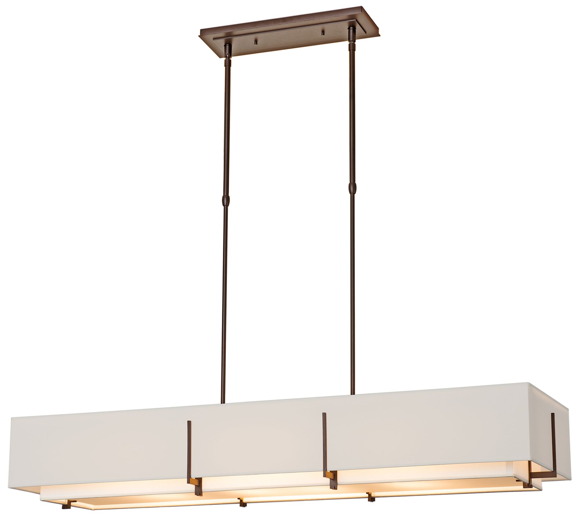 Bronze Rectangular Pendant Light Flax Shade 46in - #371R2 | Lamps Plus