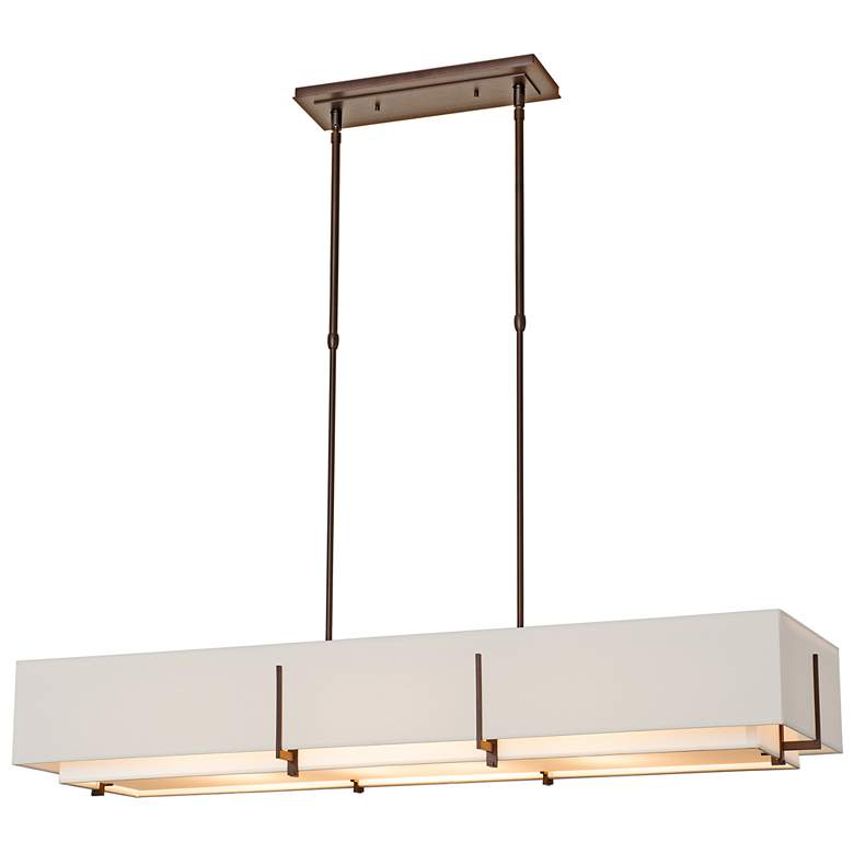 Image 1 Exos 46.6" Wide Bronze Rectangular Pendant With Flax Shade