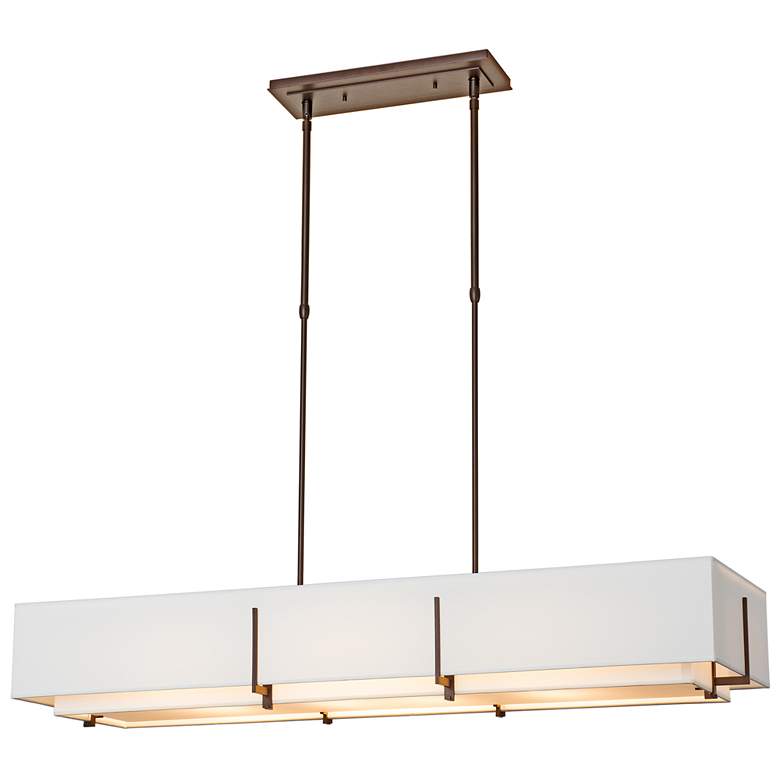 Image 1 Exos 46.6" Wide Bronze Rectangular Pendant With Natural Anna Shade