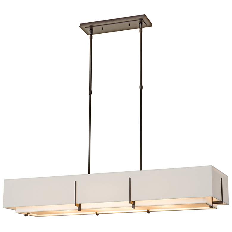 Image 1 Exos 46.6" Wide Dark Smoke Rectangular Pendant With Flax Shade