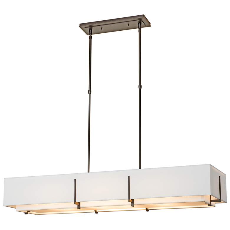 Image 1 Exos 46.6" Wide Dark Smoke Rectangular Pendant With Natural Anna Shade