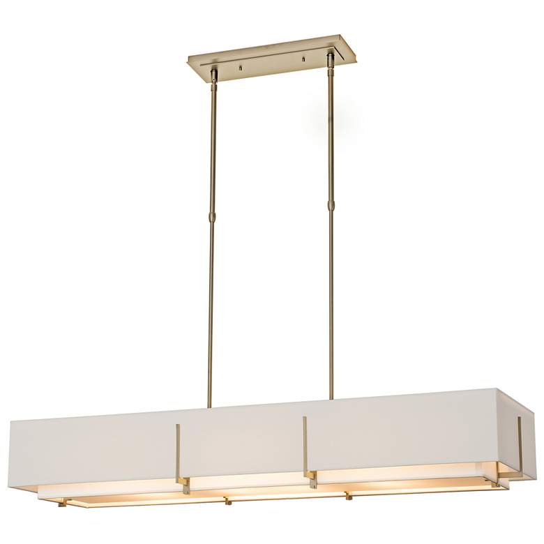 Image 1 Exos 46.6" Wide Soft Gold Rectangular Pendant With Flax Shade
