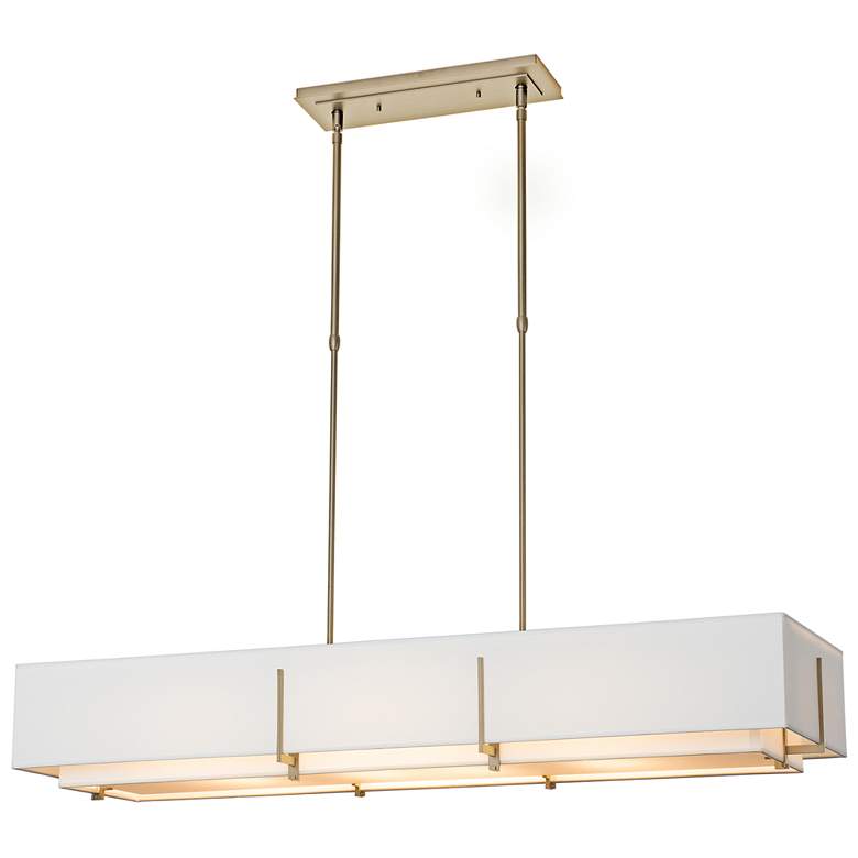 Image 1 Exos 46.6" Wide Soft Gold Rectangular Pendant With Natural Anna Shade