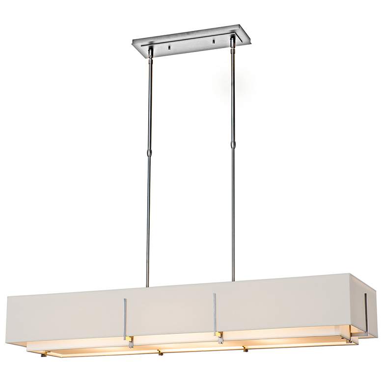 Image 1 Exos 46.6" Wide Sterling Rectangular Pendant With Flax Shade