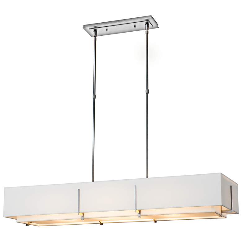 Image 1 Exos 46.6" Wide Sterling Rectangular Pendant With Natural Anna Shade