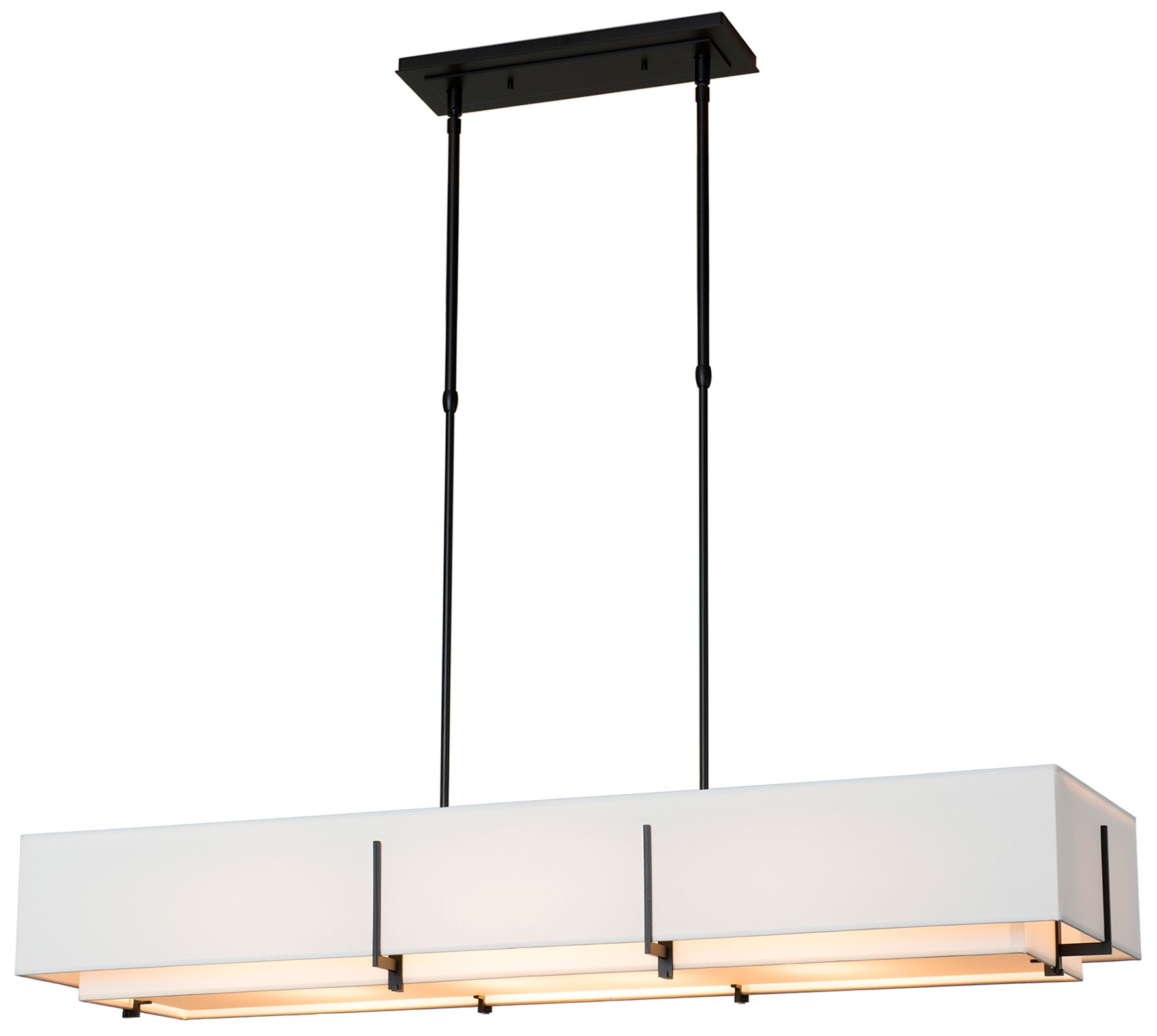 Image 2 Exos 46.6"W Black Rectangular Pendant With Natural Anna Shade Made to  more views