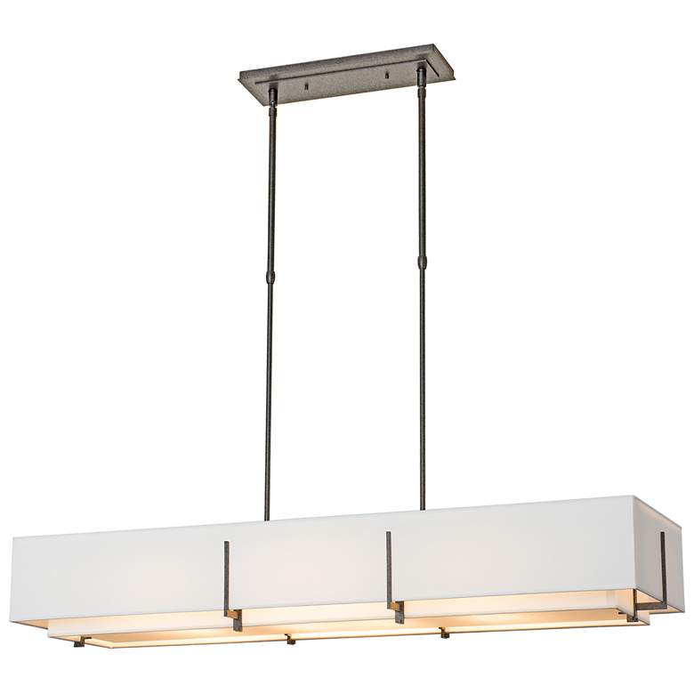 Image 1 Exos 46.6"W Natural Iron Rectangular Pendant With Natural Anna Shade