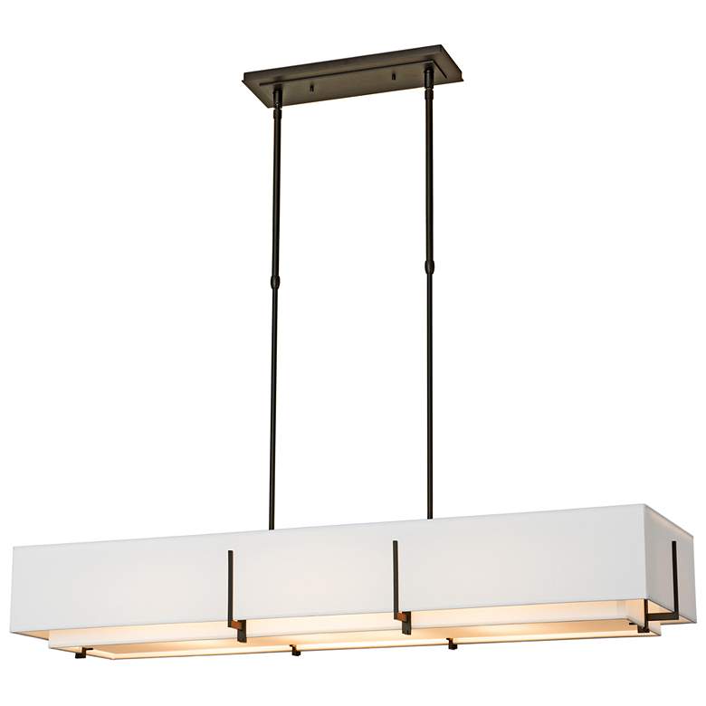 Image 1 Exos 46.6"W Oil Rubbed Bronze Rectangular Pendant With Natural Shade
