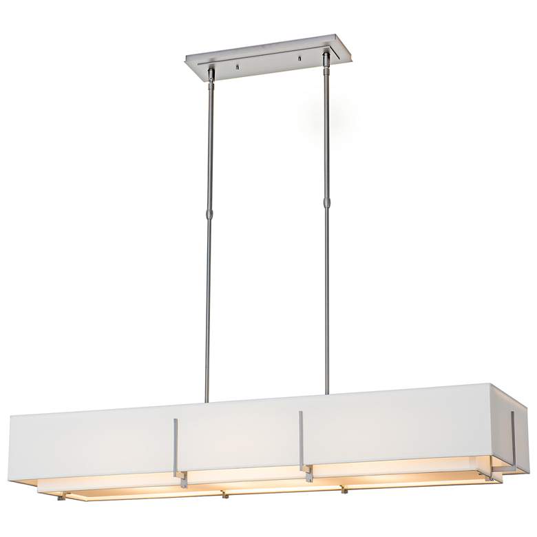 Image 1 Exos 46.6"W Vintage Platinum Rectangular Pendant With Natural Shade