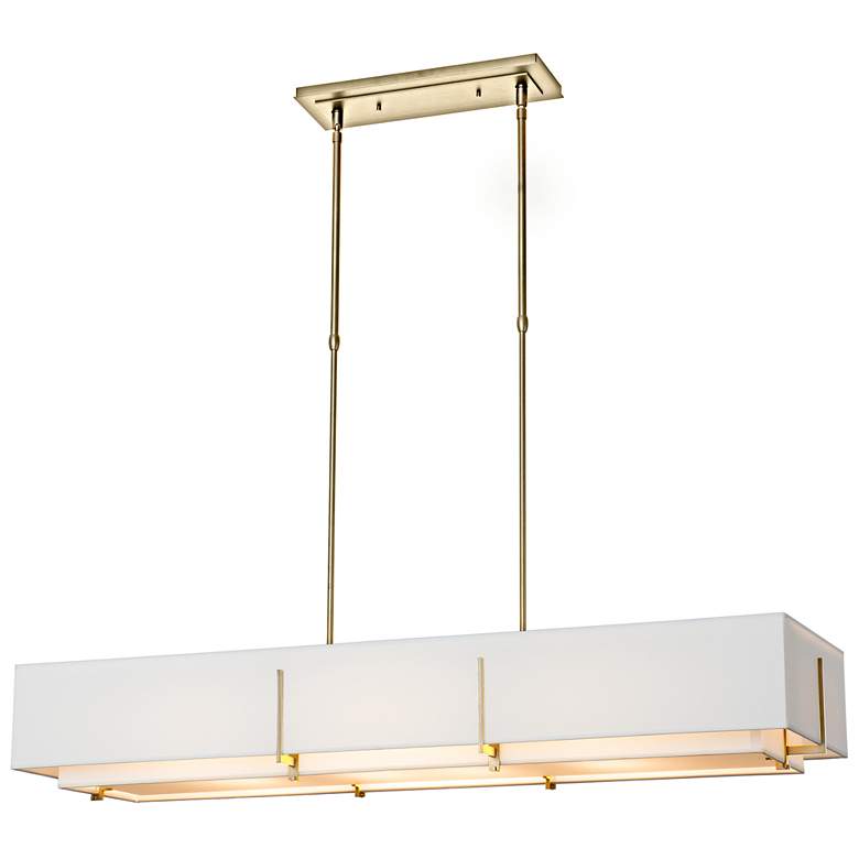 Image 1 Exos 46 1/2" Wide Modern Brass Pendant Light w/ Anna Shade
