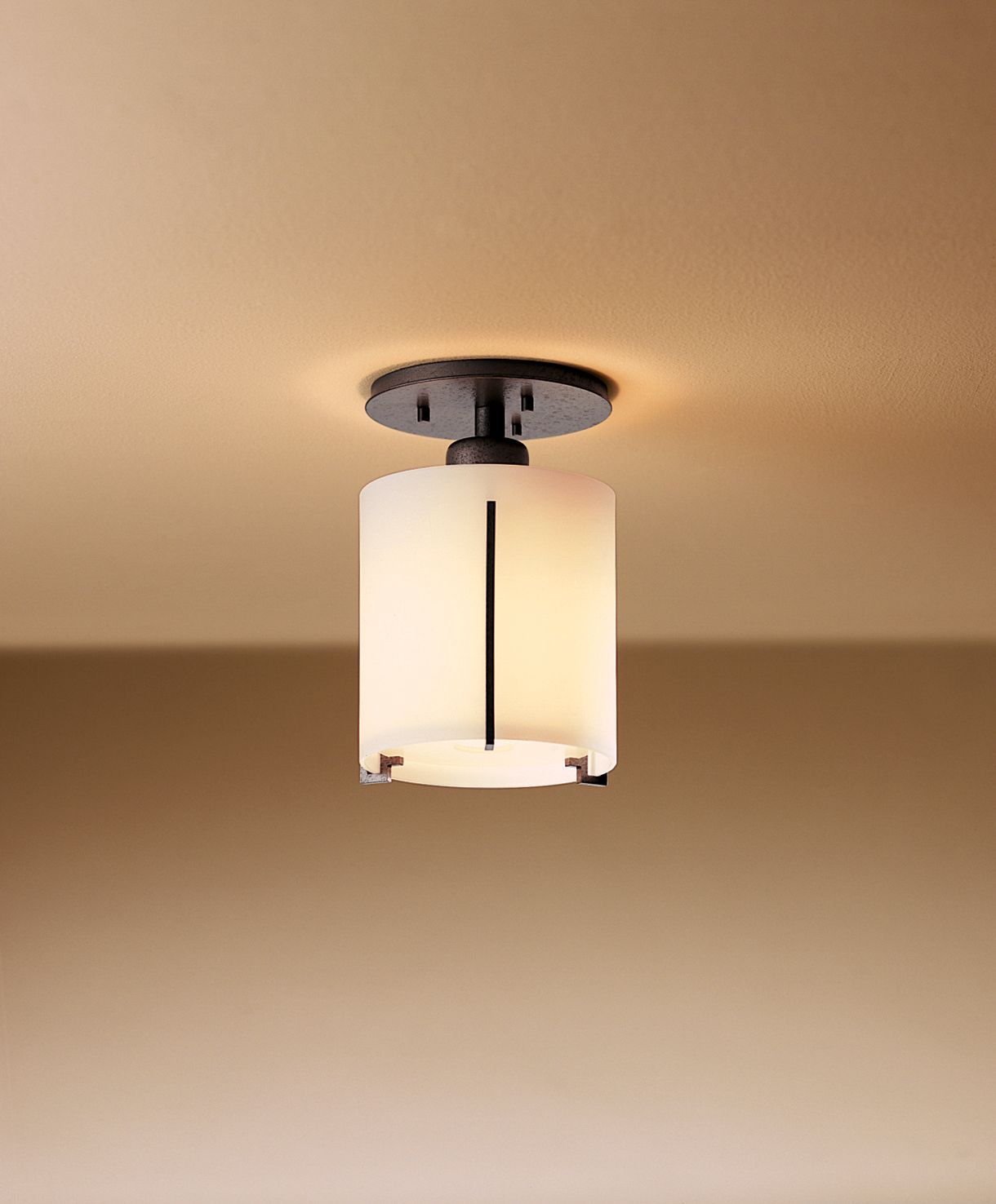 Image 3 Exos 6" Wide Natural Iron Round Semi-Flush With Opal Glass Shade more views