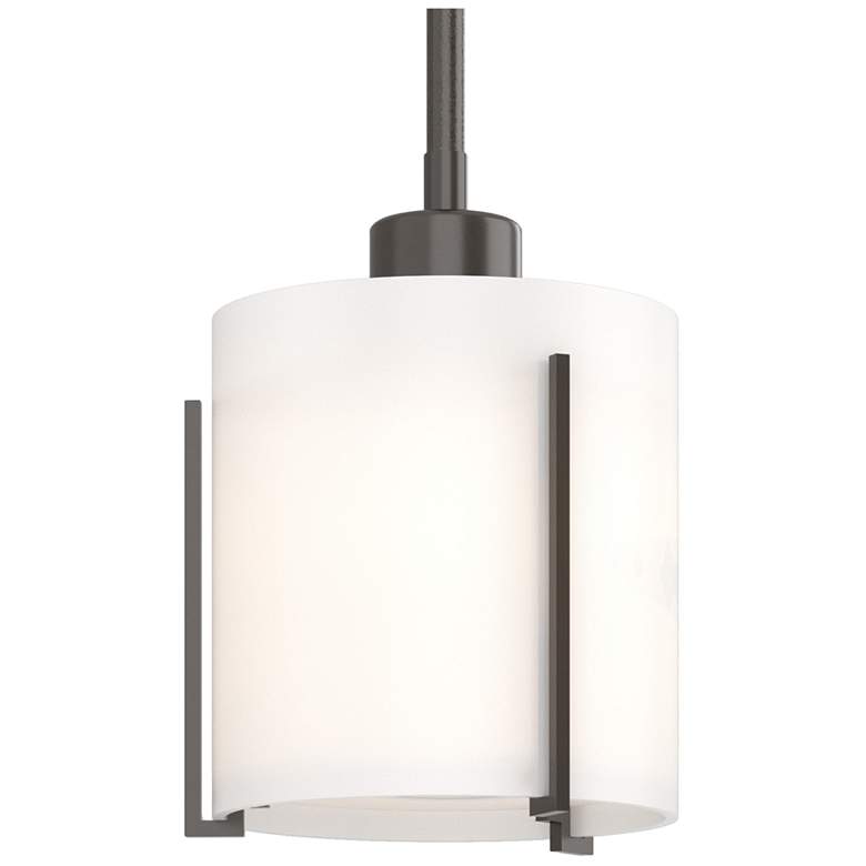 Image 1 Exos 6" Wide Small Oil Rubbed Bronze Mini-Pendant With Opal Glass Shad