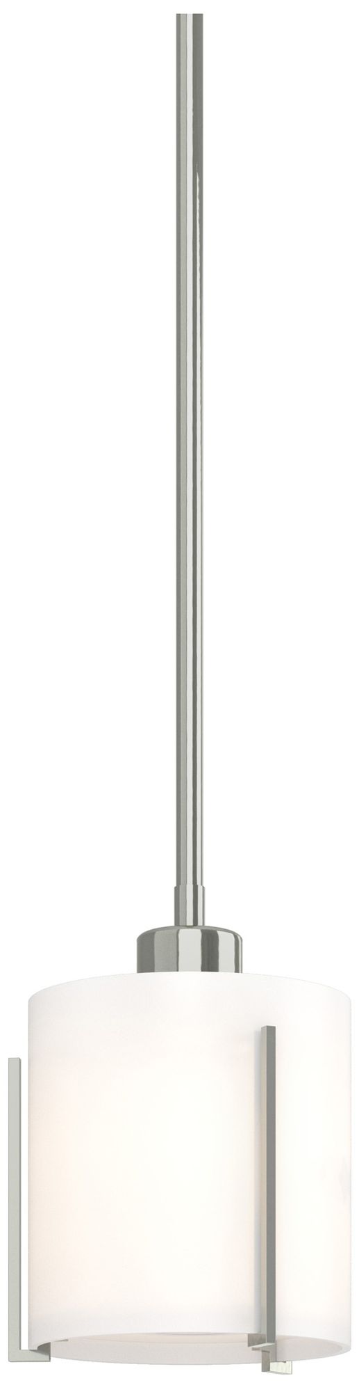 Exos 6" Wide Sterling Mini Pendant w/ Opal Glass