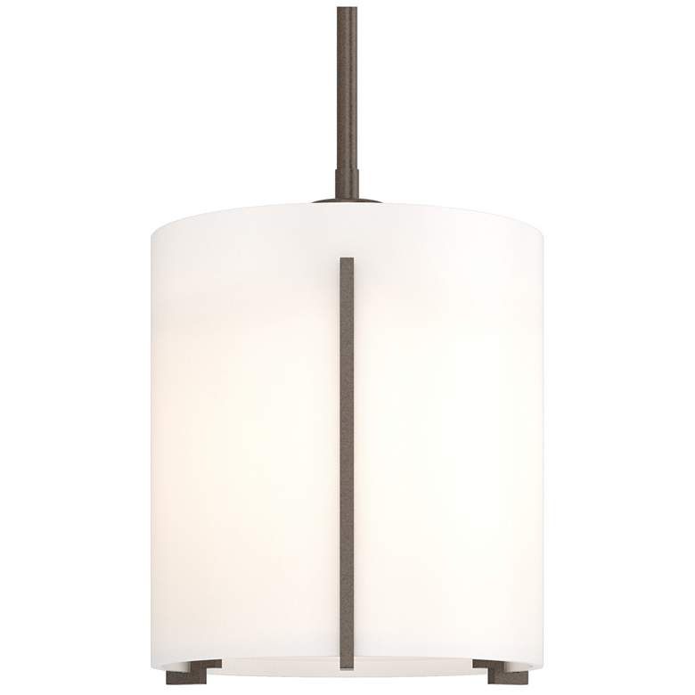 Image 1 Exos 8.9" Wide Large Bronze Mini-Pendant With Opal Glass Shade