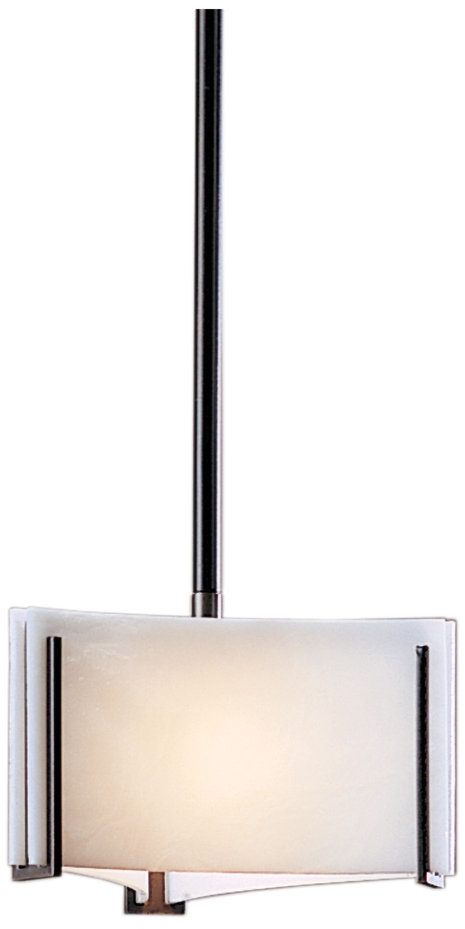 Exos 8" Wide Black Mini Pendant w/ White Art Glass