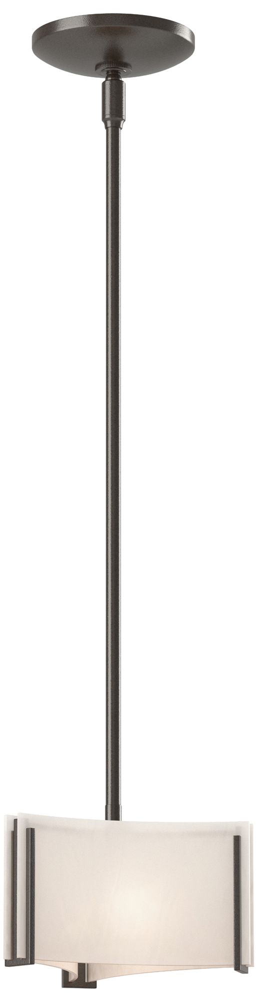 Exos 8"W Oil Rubbed Bronze Mini Pendant w/ White Art Glass Made to Order