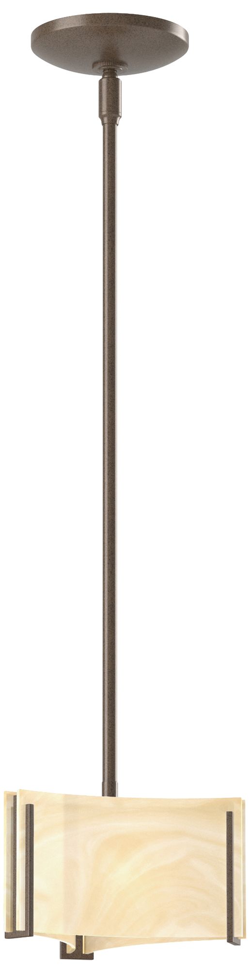 Exos 8" Wide Bronze Mini Pendant w/ Amber Swirl Glass - Made to Order