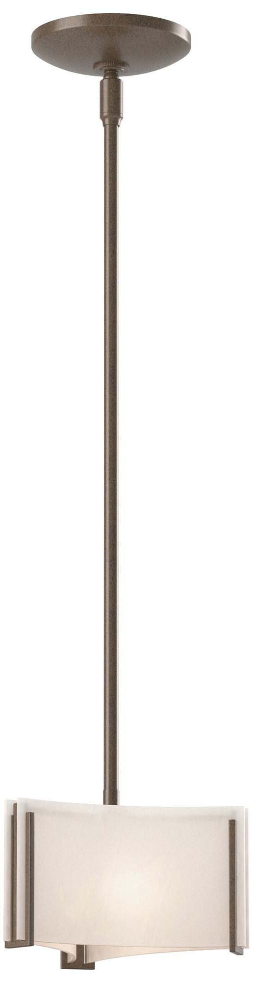 Exos 8" Wide Bronze Mini Pendant w/ White Art Glass - Made to Order