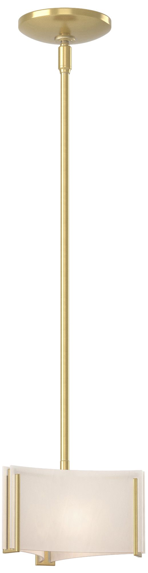 Exos 8" Wide Modern Brass Mini Pendant w/ White Art Glass - Made to Order