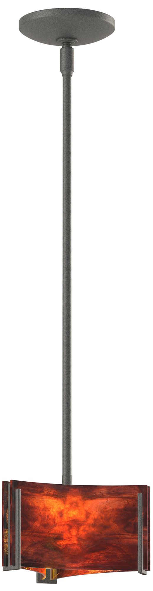 Exos 8" Wide Natural Iron Mini Pendant w/ Topaz Glass - Made to Order