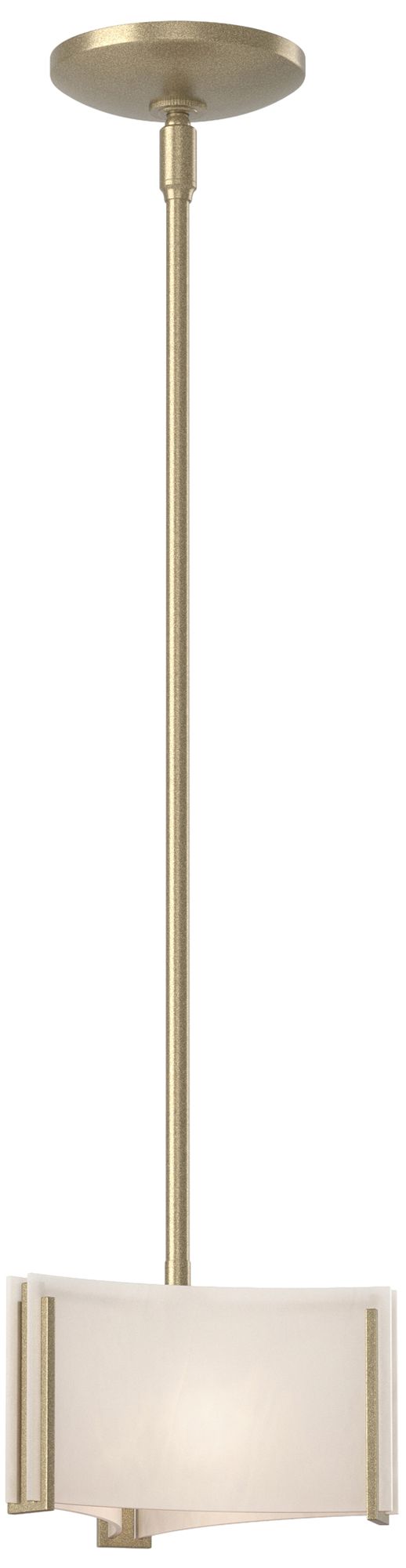 Exos 8" Wide Soft Gold Mini Pendant w/ White Art Glass - Made to Order