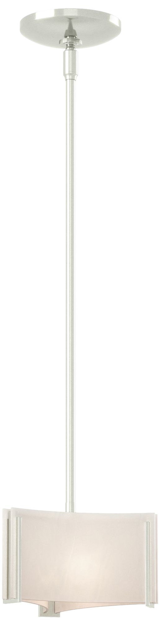 Exos 8" Wide Sterling Mini Pendant w/ White Art Glass - Made to Order