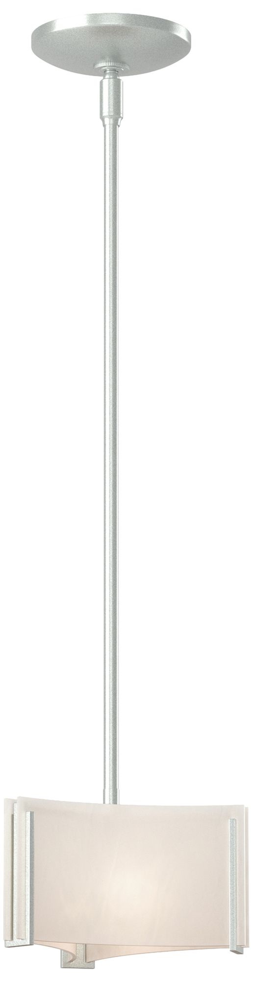 Exos 8" Wide Vintage Platinum Mini Pendant w/ White Art Glass