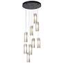 Exos 9-Light Round Pendant - Black Finish - Opal Glass - Standard Height