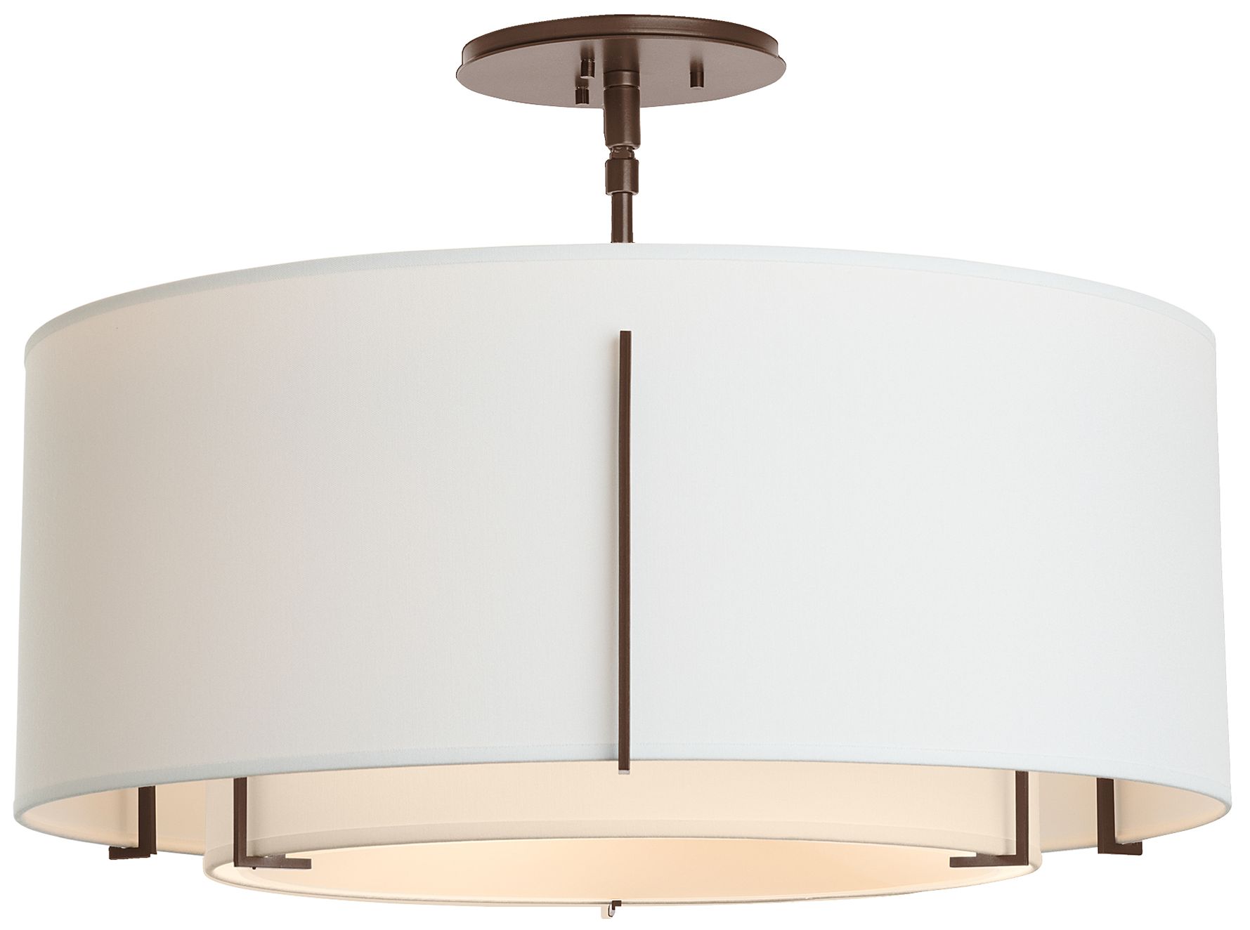 Exos Bronze Double Shade Semi/Flush With Natural Anna Shades Made to Order